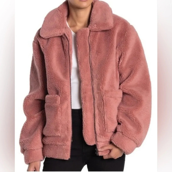 Elodie Jackets & Blazers - Elodie Faux Sherling Sherpa Teddy Lined Coat Mauve Pink Rose Size Large EUC
